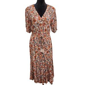 Indigo Rose Pink Floral Dress Size L